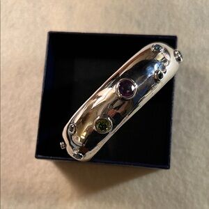 925 Silver Bracelet with 9 Gem Stone Accents, Custom Made